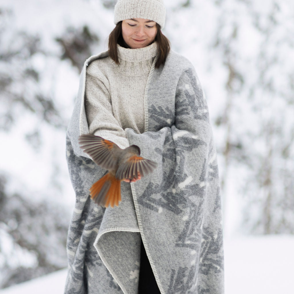 Spruce Kuusi 100% Wool Blanket, Light Grey-White (10152707359007)