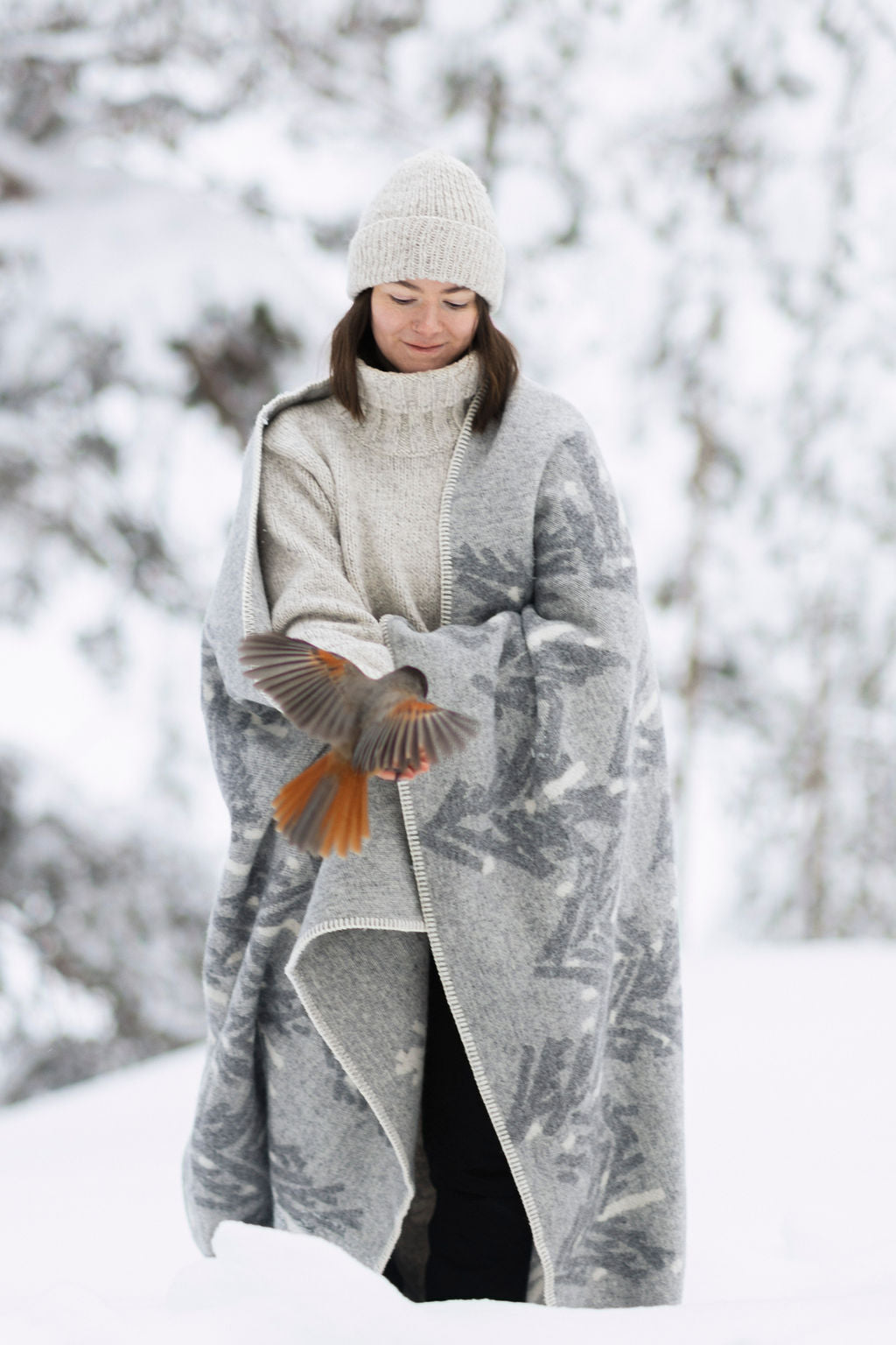 Spruce Kuusi 100% Wool Blanket, Light Grey-White (10152707359007)