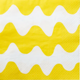Marimekko Lokki Wave Serviette 20-Pack, Large Yellow - White