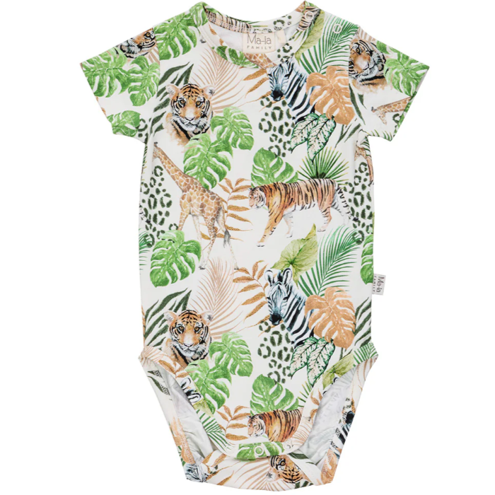 Ma-ia Jungle Shirt Sleeve Baby Body, Multi Green (10258270748959)