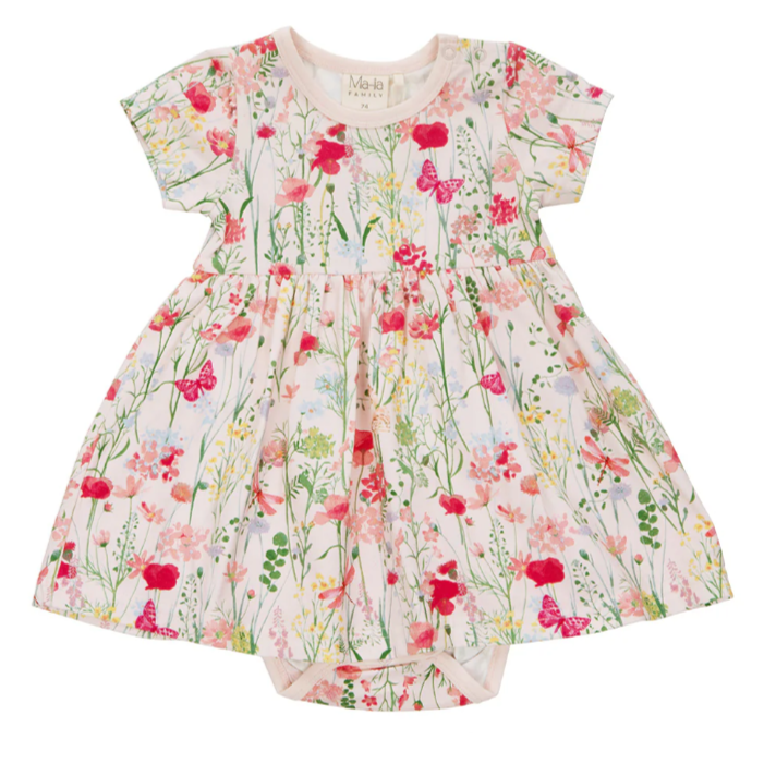 Ma-ia Meadow Baby Body Short Sleeve Dress, Multi Pink (10255542485279)