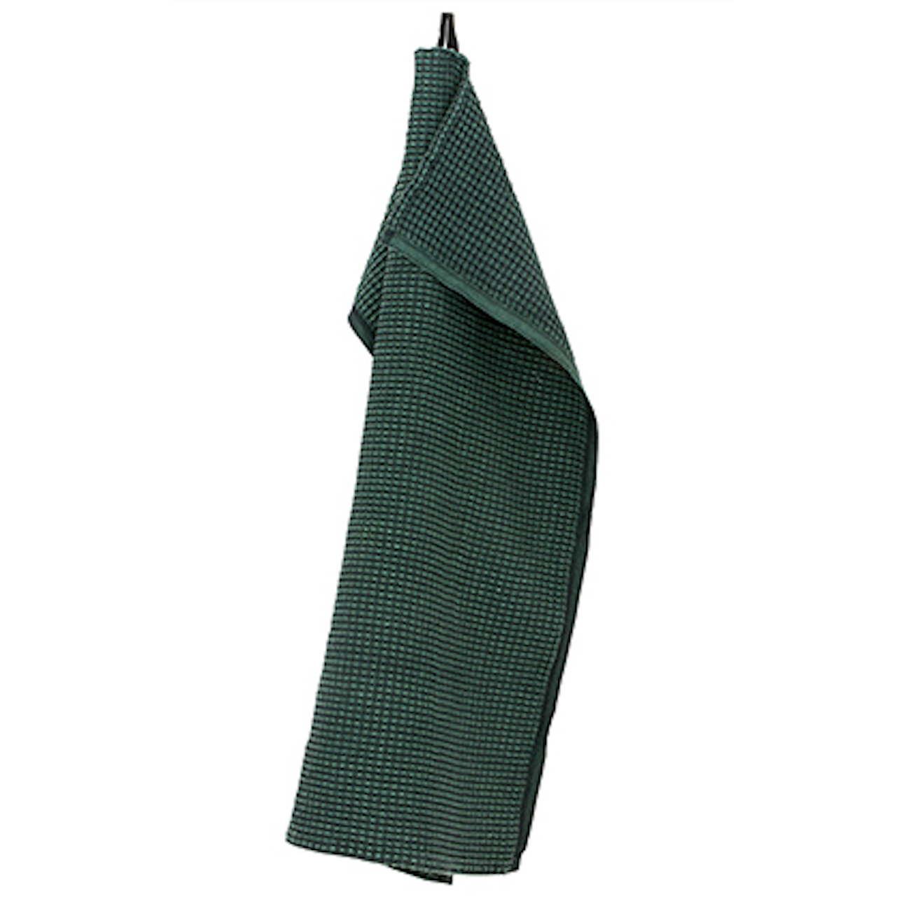 Maija Linen-Tencel Waffle Tea Towel, Black-Aspen Green (10238178132255)