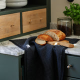Maija Linen-Tencel Waffle Tea Towel, Black-Graphite (10238159192351)
