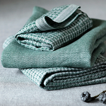 Maija Linen-Tencel Waffle Tea Towel, White-Aspen Green (10238178492703)