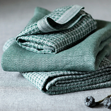 Maija Linen-Tencel Waffle Tea Towel, White-Aspen Green (10238178492703)
