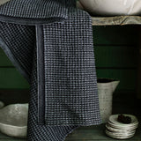 Maija Linen-Tencel Waffle Tea Towel, Black-Grey (10238159257887)