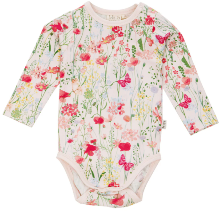 Ma-ia Meadow Long Sleeve Baby Body, Multi Pink (10259195003167)