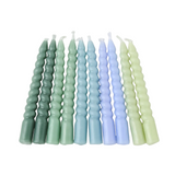 Twisted Candle 10-Pack Mini 10cm, Green