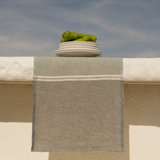 Venla Washed Linen Tea Towel, Melange Blue - White