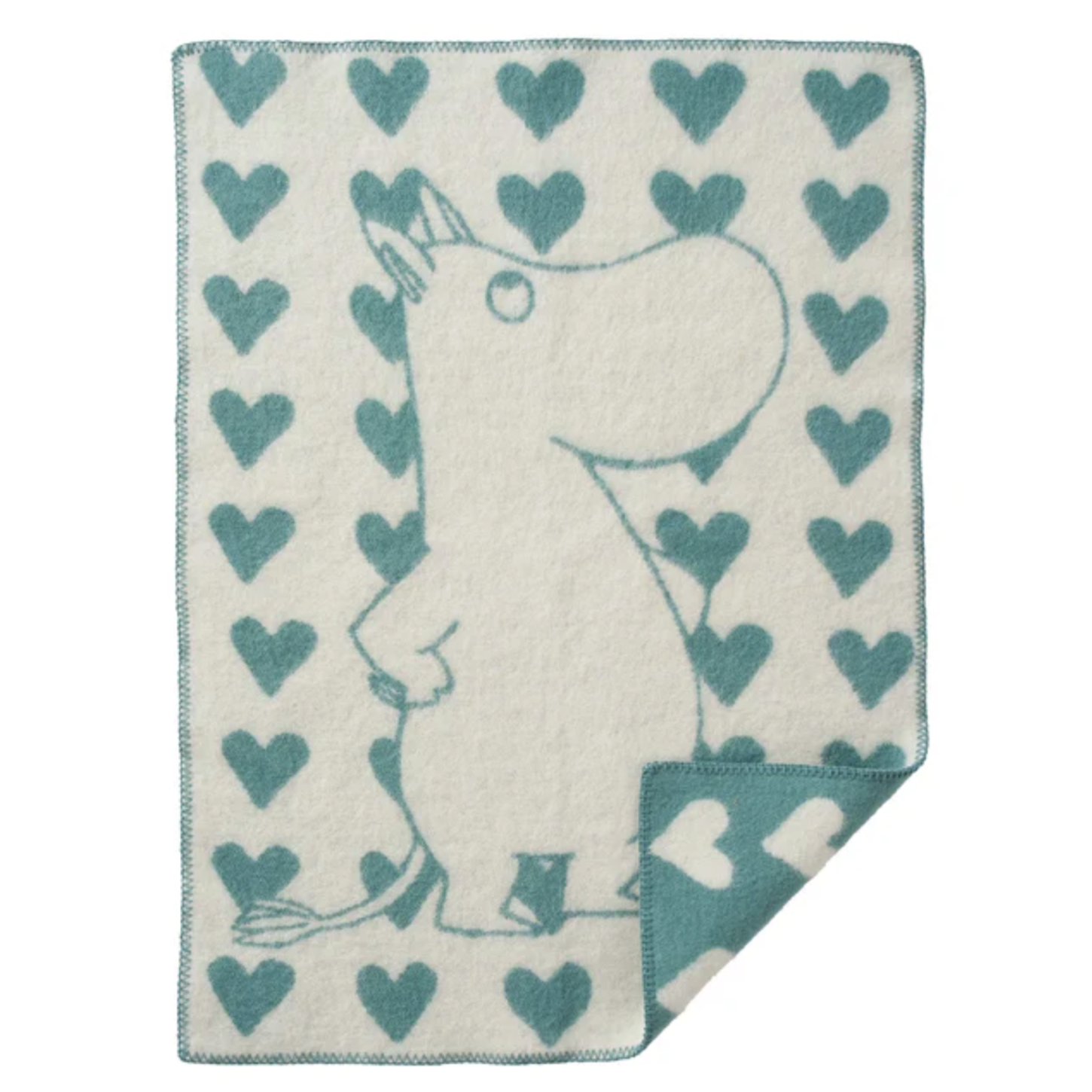 Klippan Premium Moomin Heart Baby Wool Blanket, 65x90cm Blue (10159112225055)