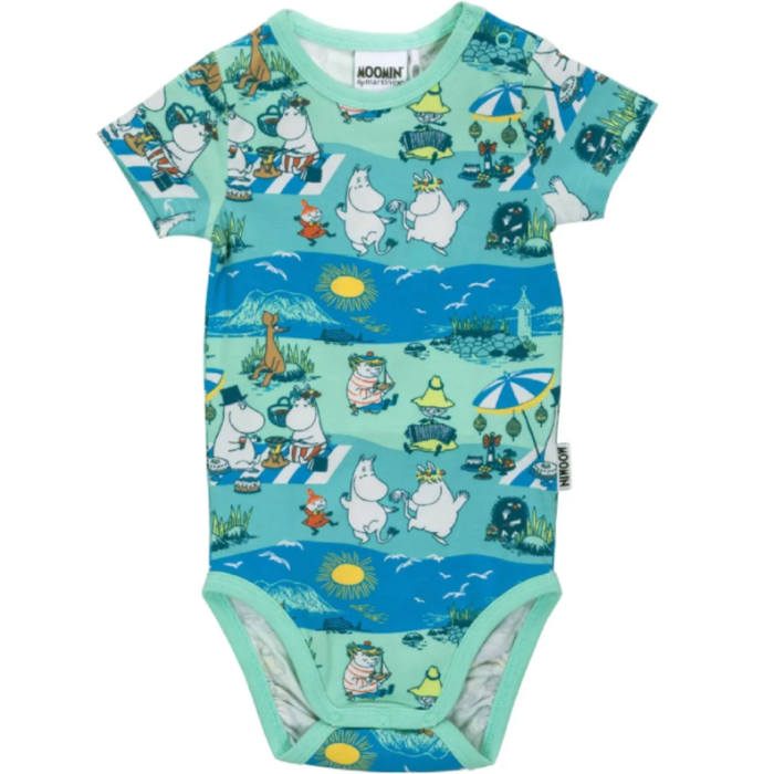 Moomin Beach day Short Sleeve Baby Body, Blue (10255539601695)
