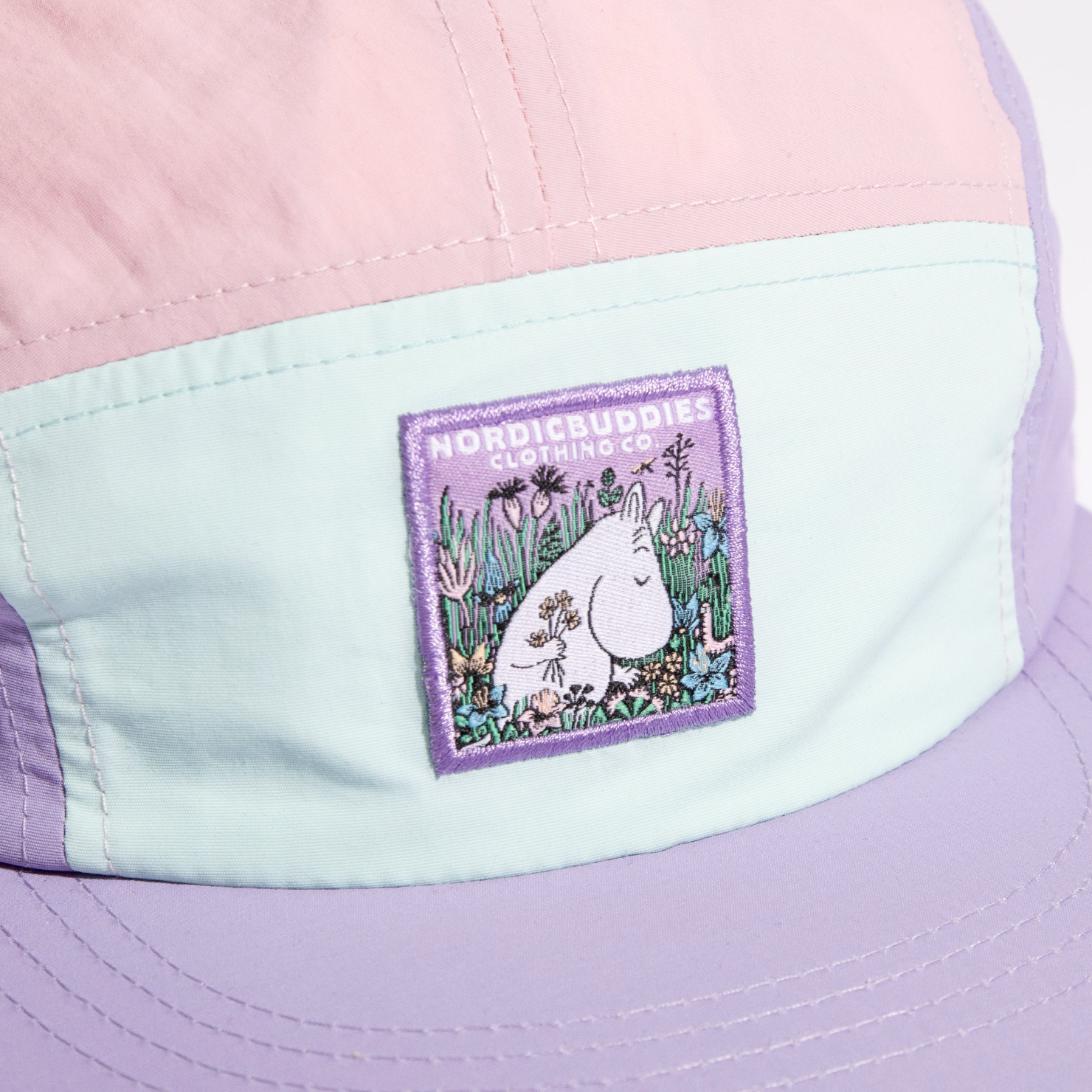 Moomintroll Five Panel Retro Cap, Multi Pink (10241384677663)