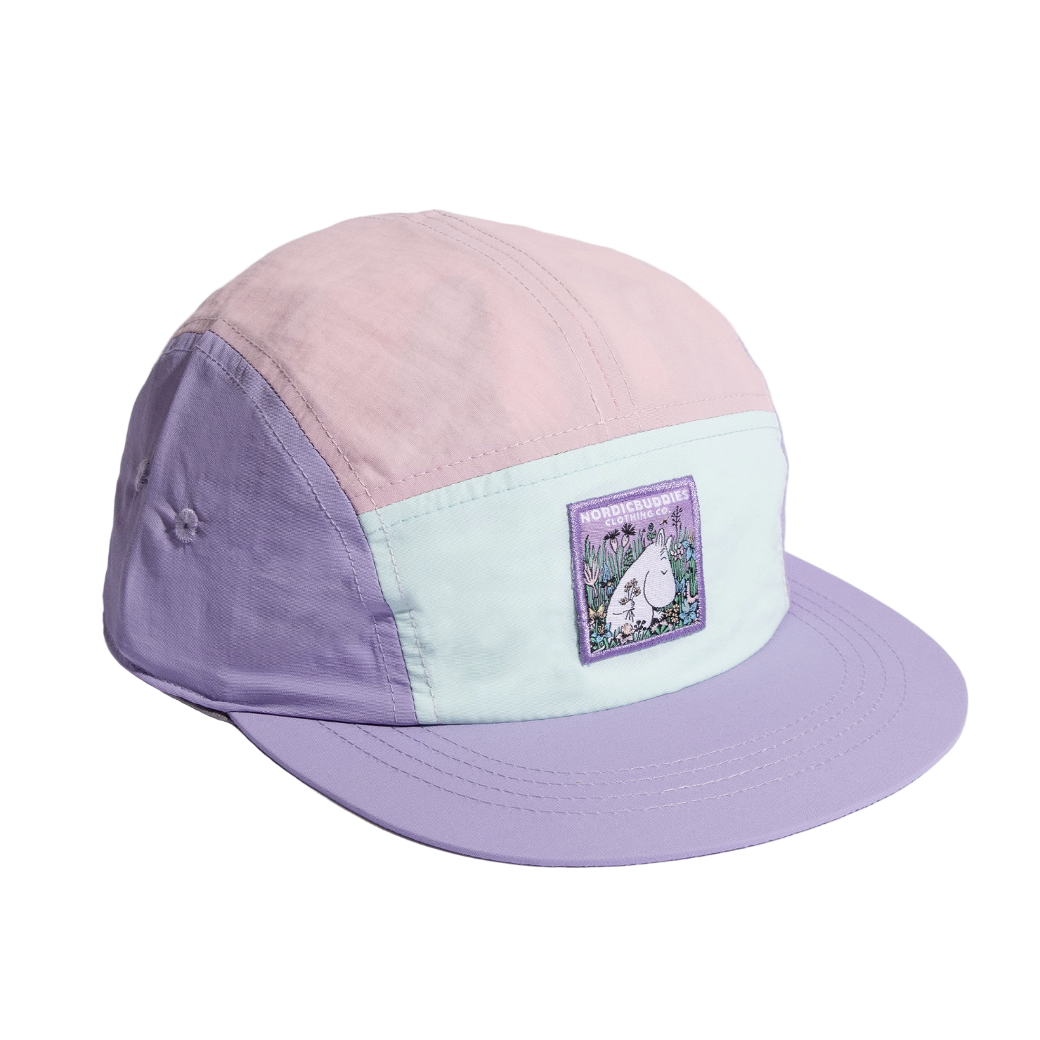 Moomintroll Five Panel Retro Cap, Multi Pink (10241384677663)