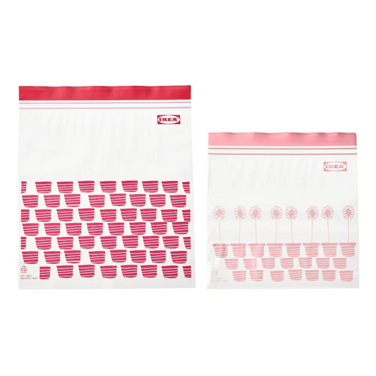 Ikea Istad Zip-Lock Bag, Red/Pink 2.5L and 1.2L (8774909493535)