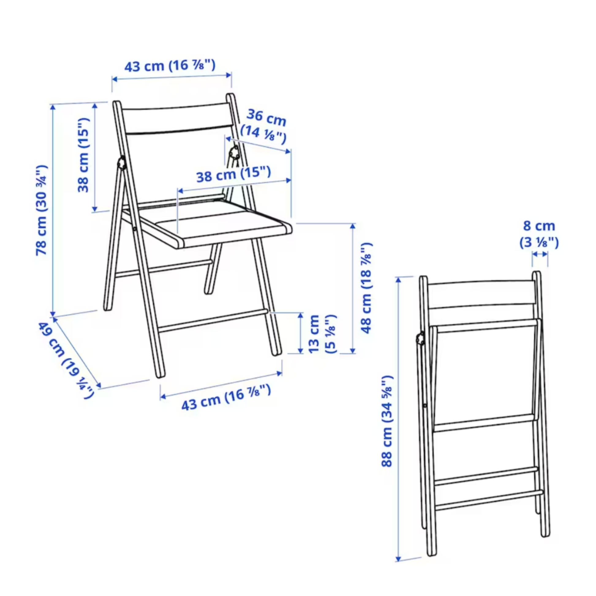 Ikea Terje/Knisa Folding Chair with Pads, White/Grey (8719130263839)