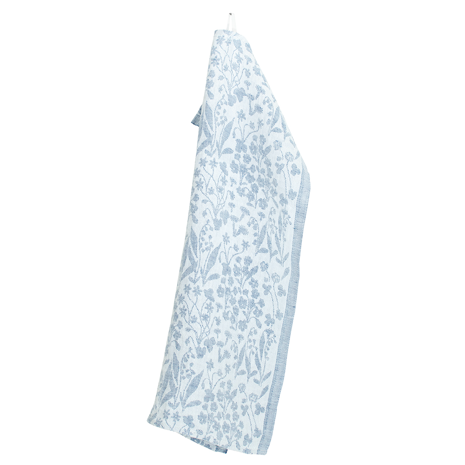 Niitty Field Washed Linen Tea Towel,  48x70cm, White-Rainy Blue (10224916562207)