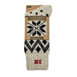 Denmark Ice Star Wool Socks, Natural-Charcoal