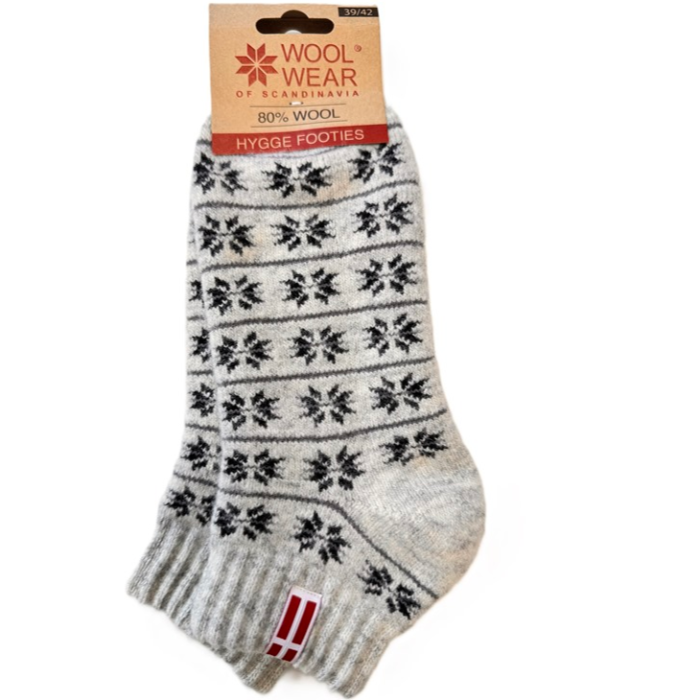 Denmark Wool Ankle Socks, Natural-Grey