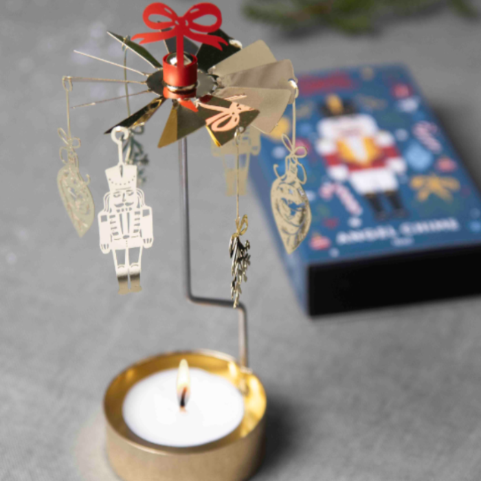 Noel  Tea Light Carousel Chime, Gold (10245804523807)