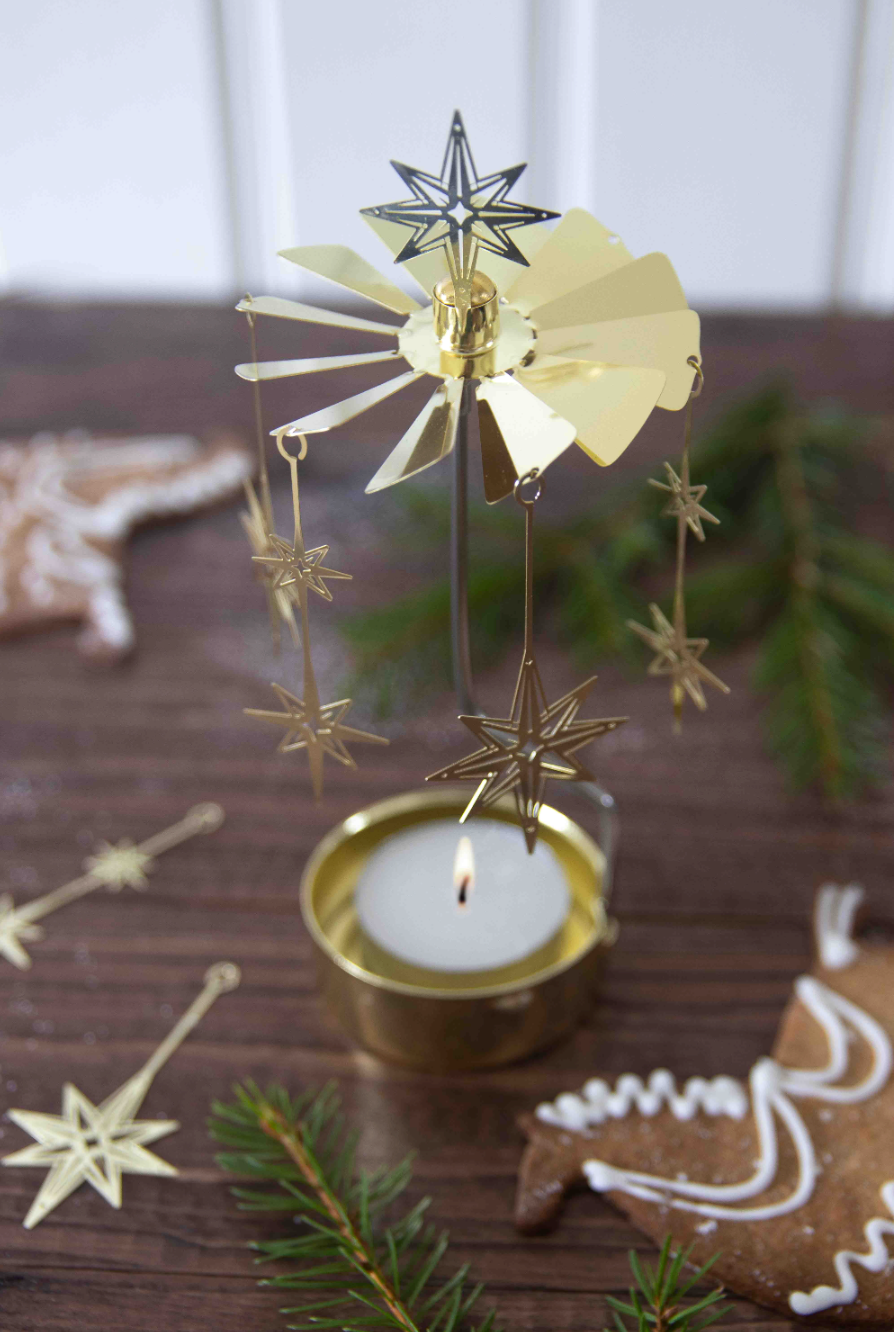 North Star Tea Light Carousel Chime, Gold (9422252343583)