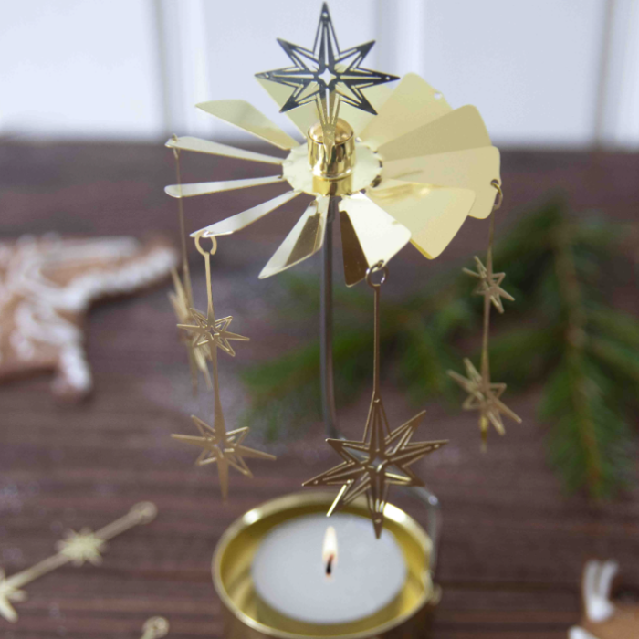 North Star Tea Light Carousel Chime, Gold (9422252343583)
