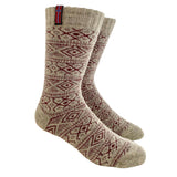 Norway Wool Socks, Natural-Burgundy