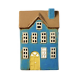Nyhavn House Tea Light Holder, Blue-Yellow