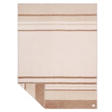 Beige and brown striped rug on a white background