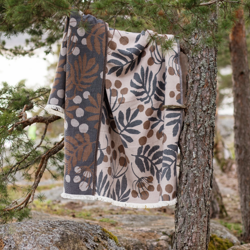 Home Tree Pihapuu Merino Cotton Throw, Beige-Brown-Black (10140803465503)