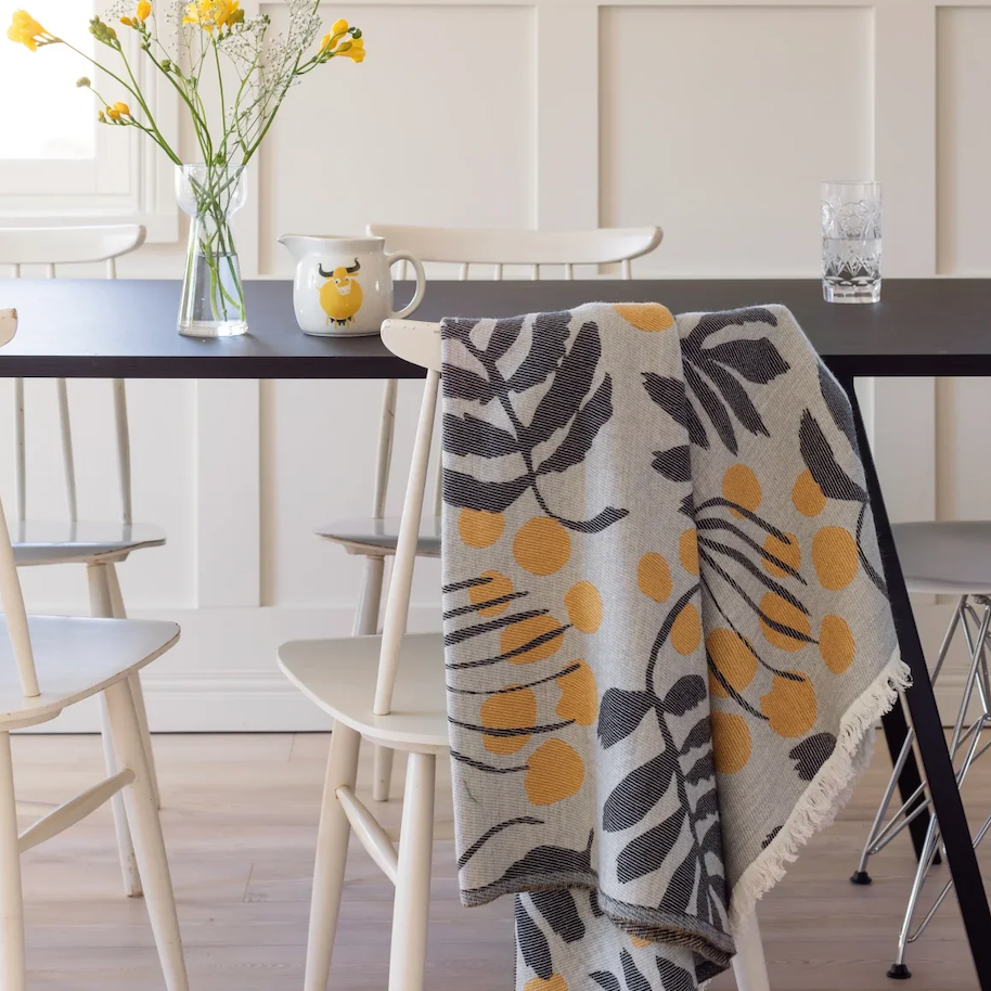 Home Tree Pihapuu Merino Cotton Throw, Grey-Honey-Black (10143603589407)