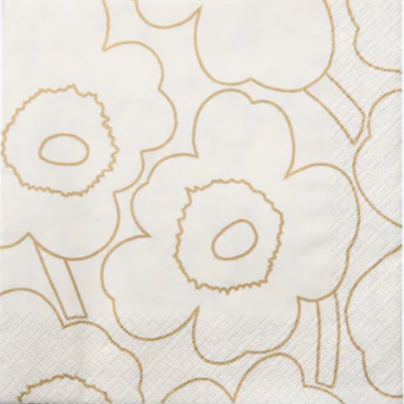 White fabric with gold floral pattern on a white background