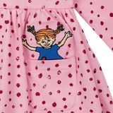 Pippi Longstocking Baby Dress Long Sleve, Pink