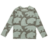 Ma-ia Polar Bear Kids Long Sleeve Top, Aqua Green