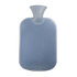 Blue hot water bottle with a white background
