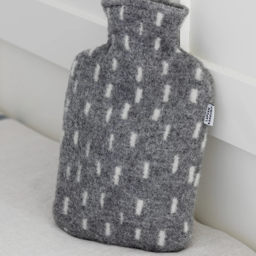 Pyry Blizzard Wool cover with Hot Water Bottle, Grey-White (10114986639647)