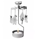 Fox and Santa Tea Light Carousel, Silver