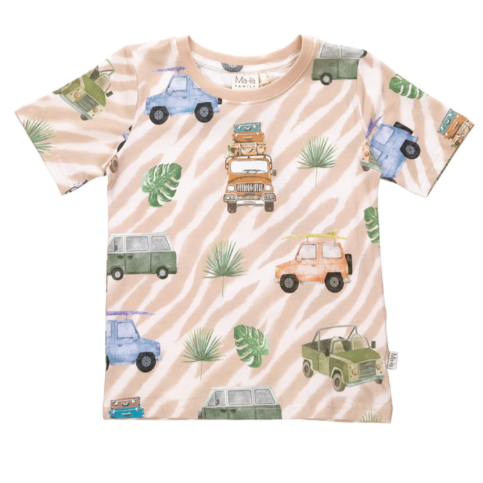 Ma-ia Safari Cars Kids' T-Shirt, Beige (10254700544287)