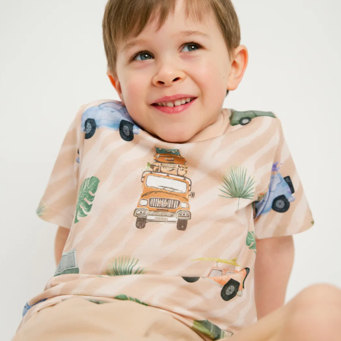 Ma-ia Safari Cars Kids' T-Shirt, Beige (10254700544287)
