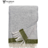 Klippan Hampus Wool Throw, 130x200cm, Grey/Avocado (10256301261087)