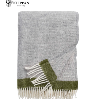 Klippan Hampus Wool Throw, 130x200cm, Grey/Avocado (10256301261087)