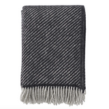 Klippan Carl 100% Swedish Wool Throw, Black-Grey