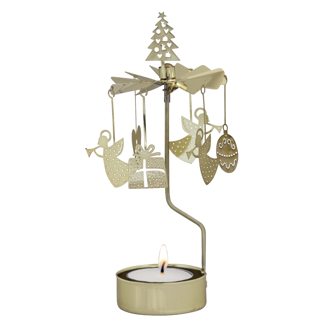 X-Mas Deco Tea Light Carousel Chime, Gold (9430363078943)