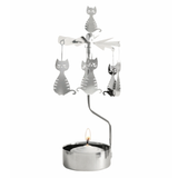 Cat Tea Light Carousel Chime, Silver (9430365700383)