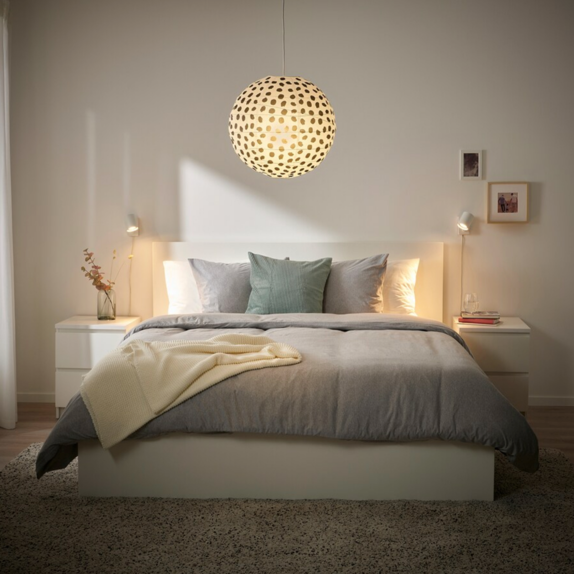 Ikea Regolit Lamp Shade, White/Black, 45cm (8254378705183)