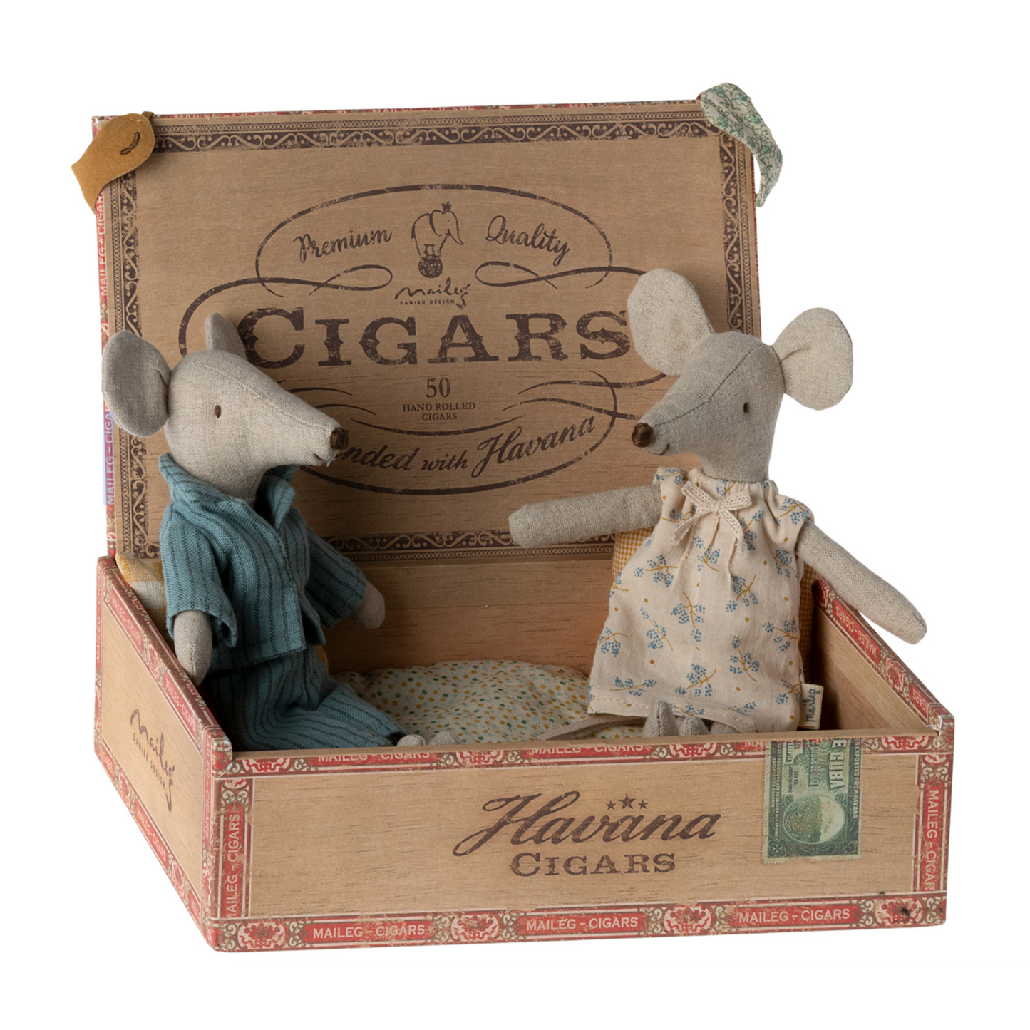 Maileg Mum & Dad Mice in Cigarbox PRE-ORDER eta Oct 23 (8528222847263)