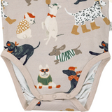Ma-ia Dog Party Long Sleeve Baby Body, Beige