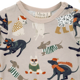 Ma-ia Dog Party Long Sleeve Baby Body, Beige