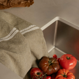 Venla Washed Linen Tea Towel, Melange Linen-White