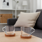 Ikea 365+ Clear Glass Mug with Cork Coaster, 24cl