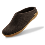 Brown slipper with a visible brand logo on a white background
